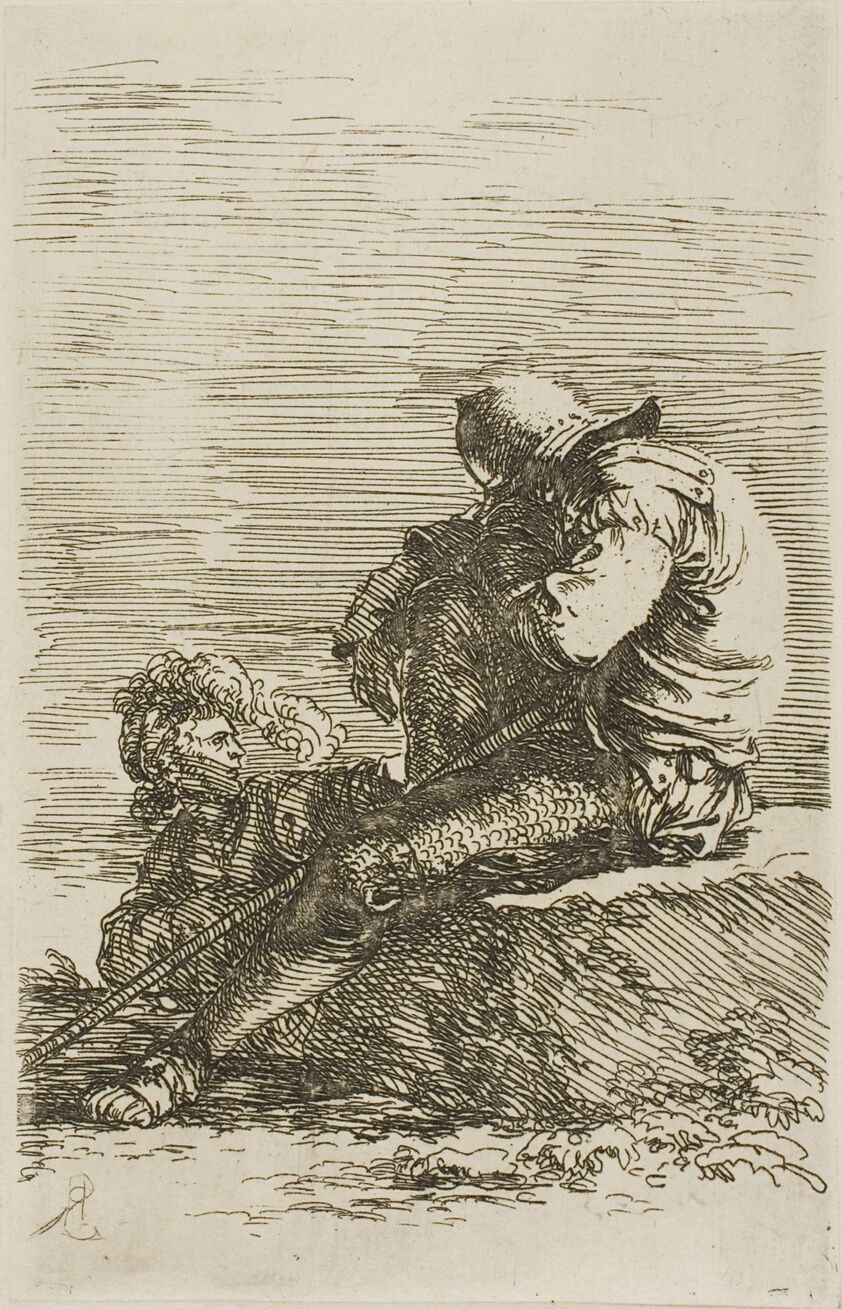 A work made of etching on ivory laid paper.