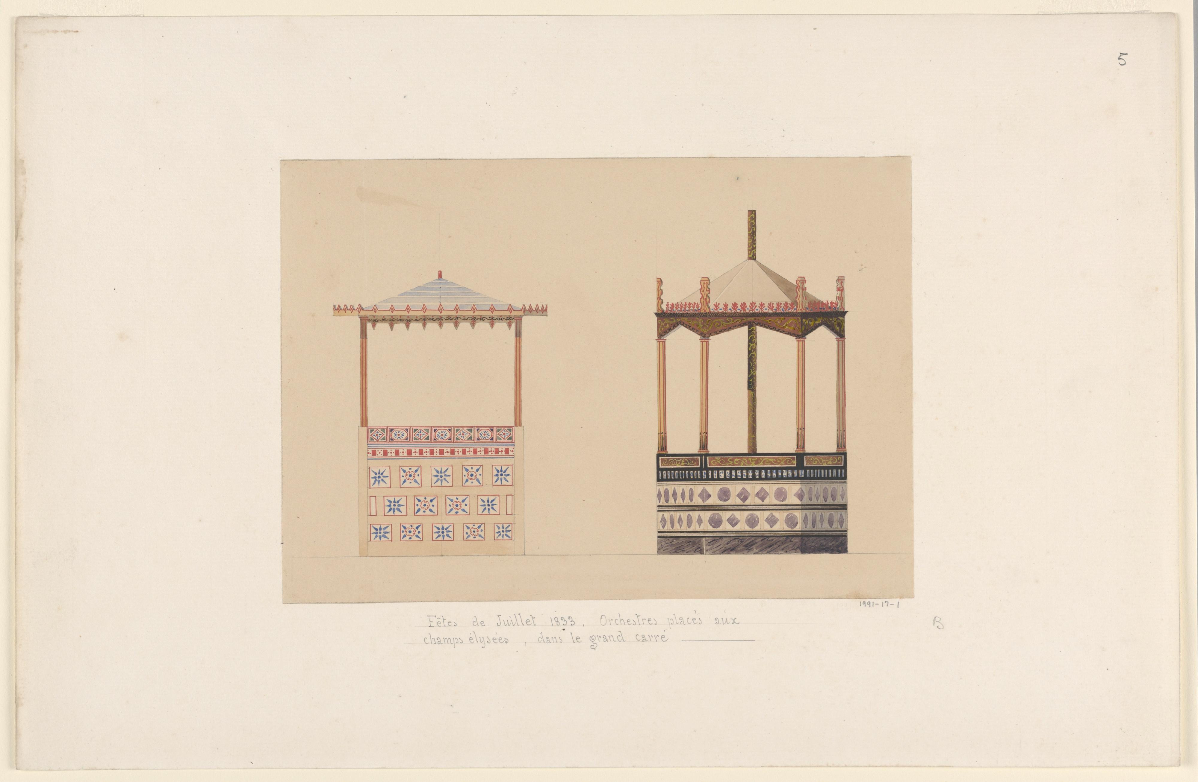 "ORCHSTRES PLACES AUX CHAMPS ELYSEES, DANS LE GRAN CARRES"
