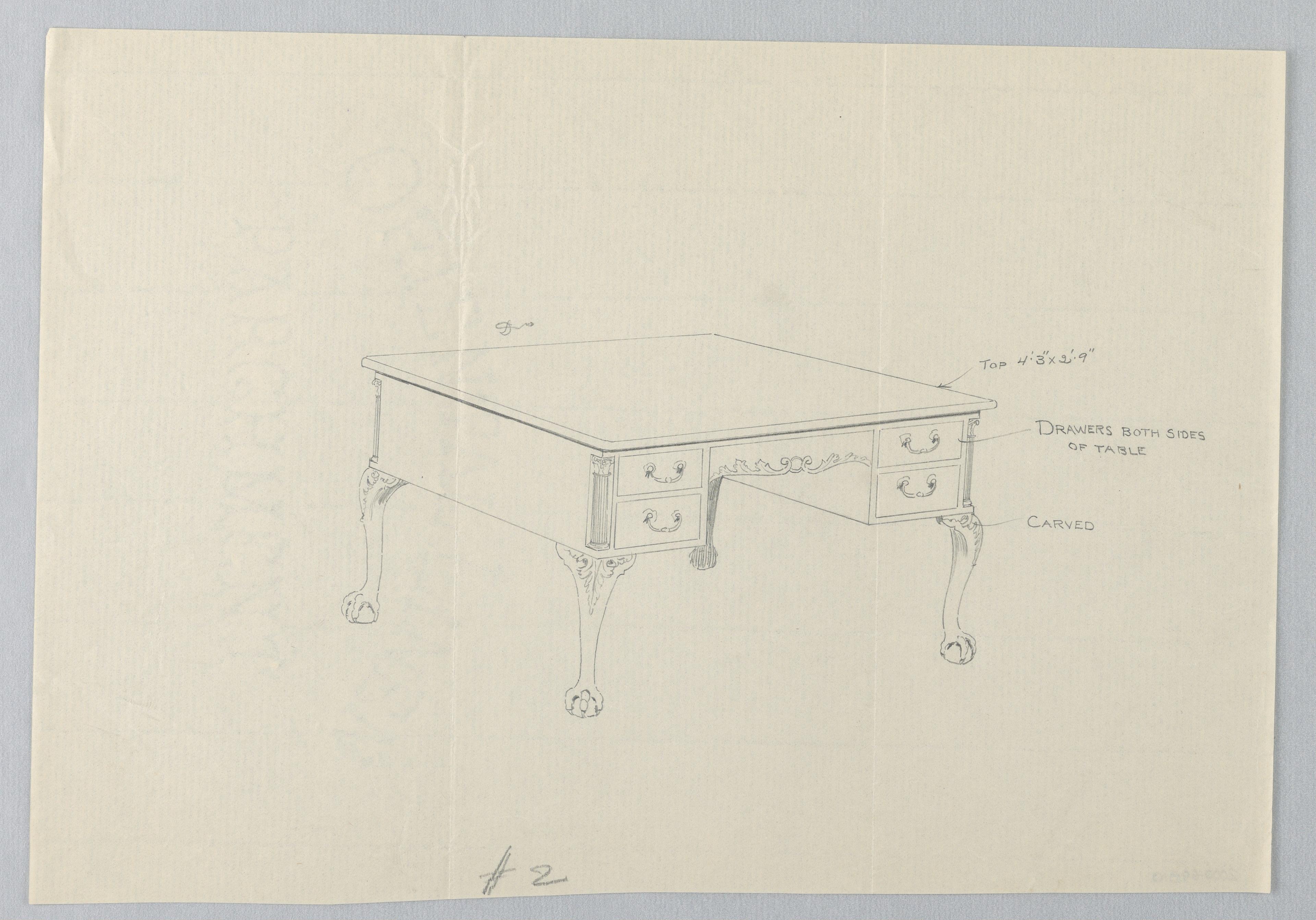 DESIGN FOR WRITING TABLE NO. 2 AND LION-PAW FEET