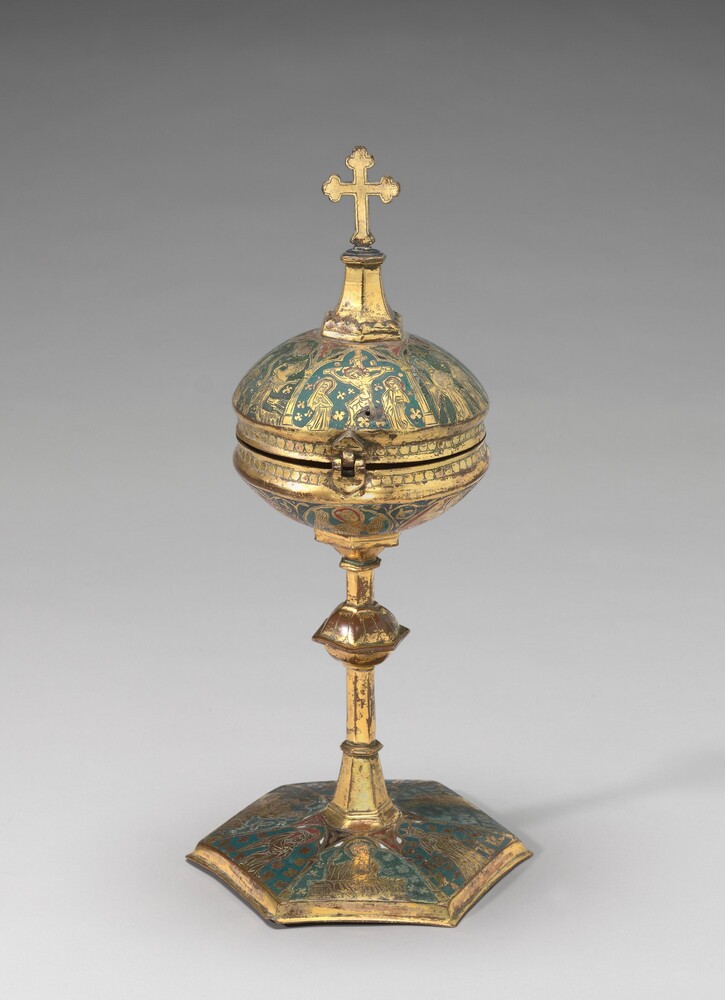 Ciborium — Decorative Art by Spanish 14th Century. gilded copper and champlevé enamel.