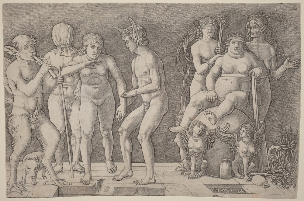 Virtus Combusta: An Allegory of Virtue — Print by Workshop of Andrea Mantegna. engraving on laid paper by Giovanni Antonio da Brescia.