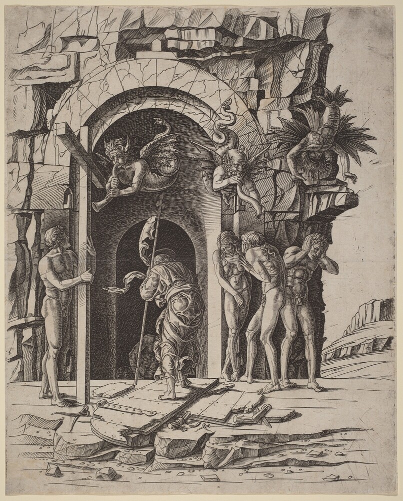 Descent into Limbo — Print by Workshop of Andrea Mantegna. engraving on laid paper (by Gian Marco Cavalli?).
